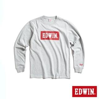 【EDWIN】男裝 經典仿繡大LOGO BOX長袖T恤(淺灰色)