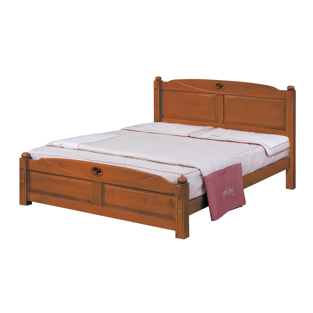 【BODEN】麥基5尺雙人柚木色實木床架/床組(四分床板-不含床墊)