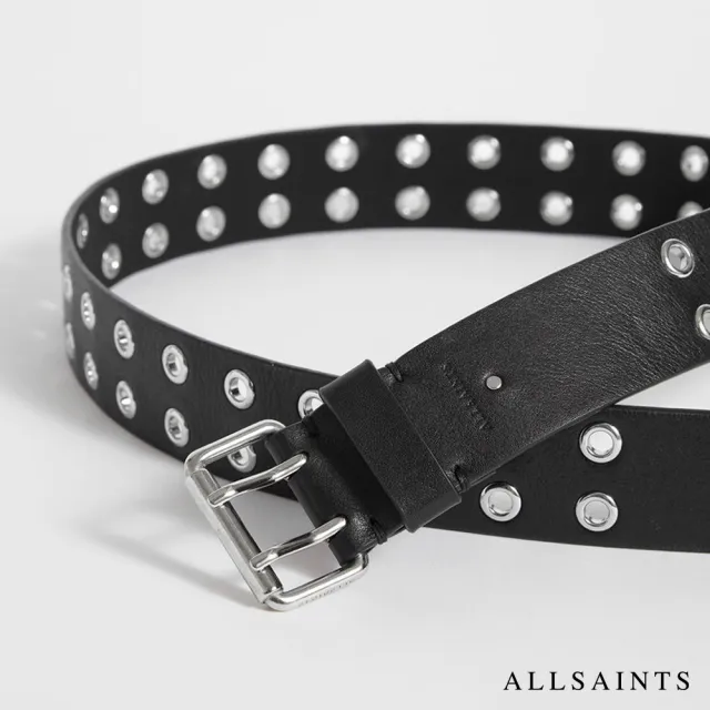 【ALLSAINTS】IRYNA 金屬鉚釘造型純牛皮皮帶 WZ006P