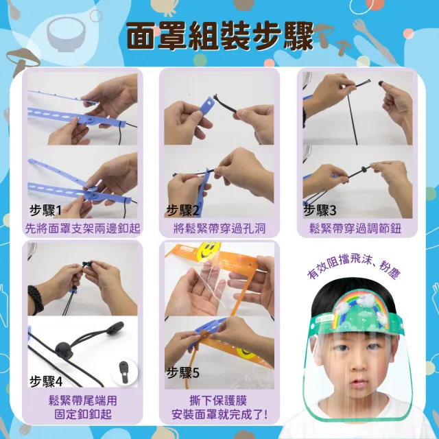 【OLoBaby】3入 可掀可拆防飛沫面罩(外出用具/掀蓋式全臉防護面罩/可調節成人幼童通用防飛沫隔離面罩)