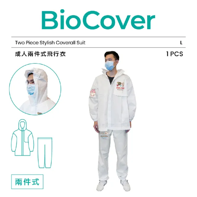 【BioCover保盾】保盾兩件式飛行衣-卡娜赫拉的小動物聯名款-L號-1套/袋(兩件式 出國搭機 防護必備)