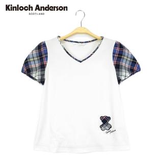 【Kinloch Anderson】金安德森女裝 前刺繡配格紋上衣(白)