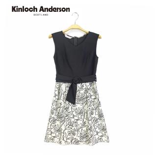 【Kinloch Anderson】小包袖剪接印花假兩件洋裝 金安德森女裝(黑)