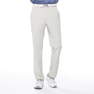 【Lynx Golf】男款吸排彈性透氣織帶造型立體凸印設計平口休閒長褲(卡其色)