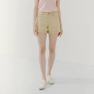 【Hang Ten】女裝-REGULAR FIT丹寧短褲(卡其)