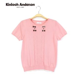 【Kinloch Anderson】圓領蕾絲蝴蝶結針織上衣 金安德森女裝(粉紅)