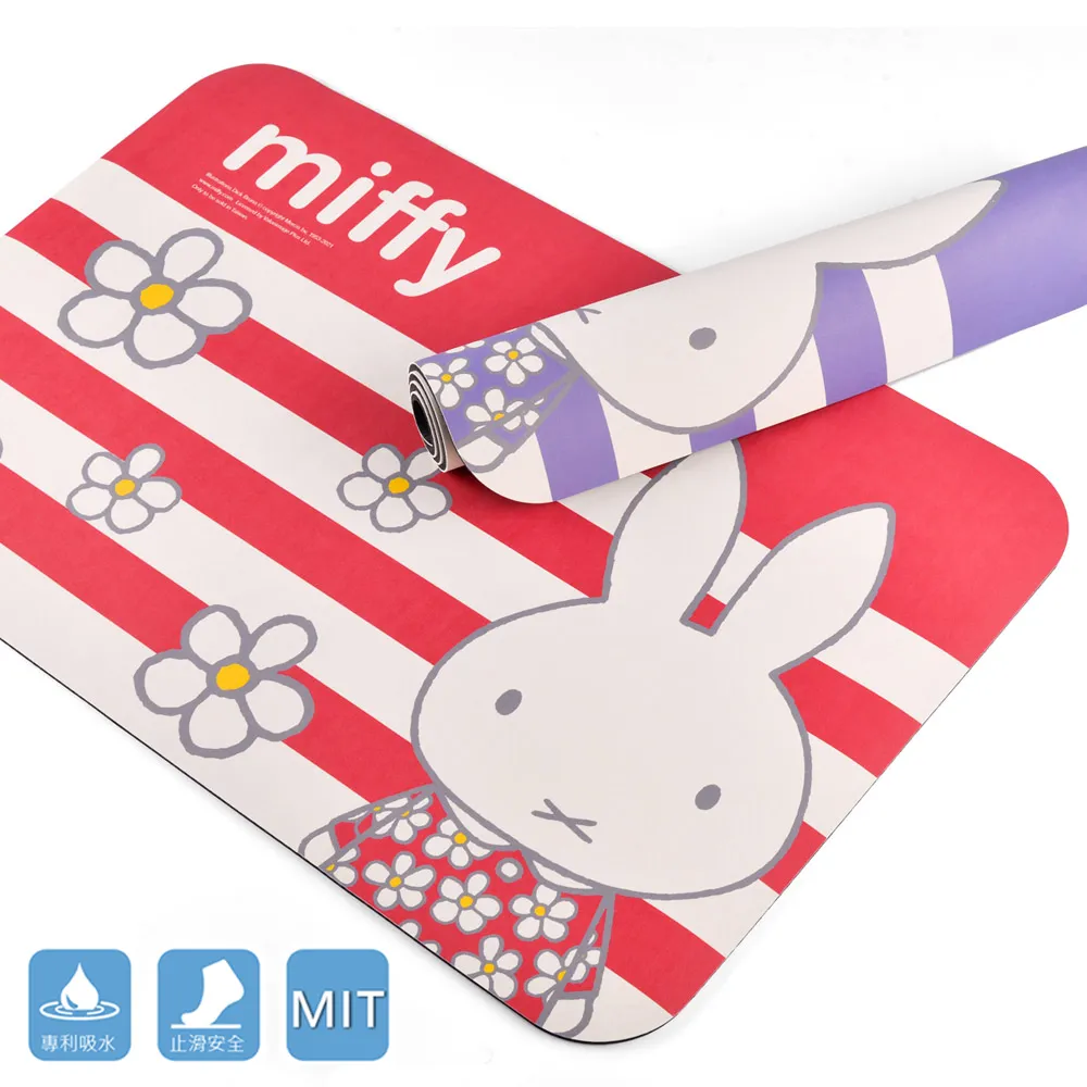 【Miffy 米飛】10秒頂吸 軟式珪藻土吸水地墊 小白花 兔年 交換禮物(60x40cm)