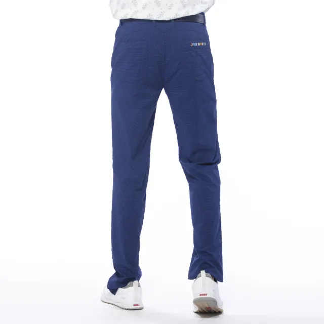 【Lynx Golf】男款日本進口布料細格暗紋紳士風平口休閒長褲(深藍色)