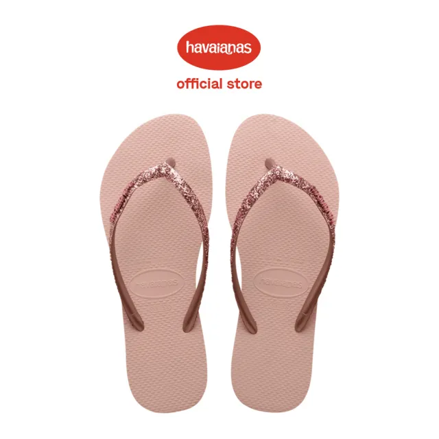 【havaianas 哈瓦仕】拖鞋 女鞋 夾腳拖 閃亮 巴西 Slim Glitter II 粉玫瑰金 4146975-3606W(哈瓦士)