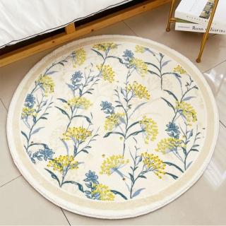【Jun Jun】羊羔絨圓形地毯 美式鄉村風 120CM(奶油花穗)