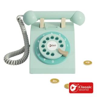 【德國 classic world 客來喜經典木玩】木製電話復古經典款(家家酒遊戲)