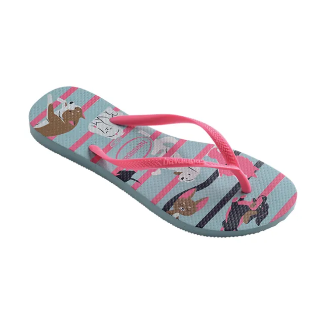 【havaianas 哈瓦仕】拖鞋 童鞋 兒童 夾腳拖 狗狗 巴西 Kids Slim Pets 藍色 4132567-2404K(哈瓦士)