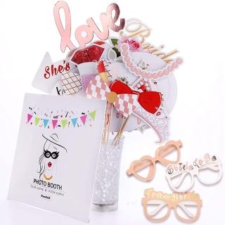 玫瑰金單身趴必備拍照道具23件1組(單身派對 氣球 派對 Bride To Be)