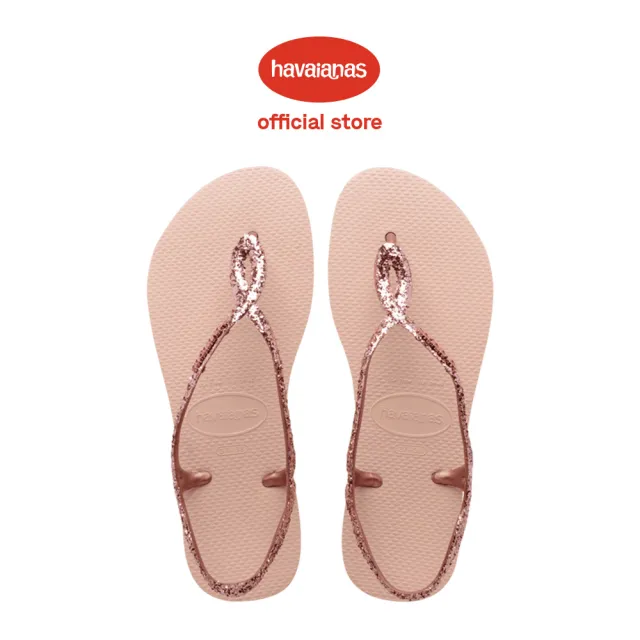 【havaianas 哈瓦仕】涼鞋 女鞋 夾腳拖 亮粉 巴西 Luna Premium II 玫瑰金 4147009-5977W(哈瓦士)