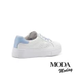 【MODA Moday】經典日常綁帶沖孔牛皮厚底休閒鞋(藍)