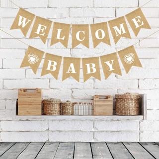 WelcomeBaby棉麻魚尾掛旗1組(寶寶 性別揭示 氣球 派對 baby shower)