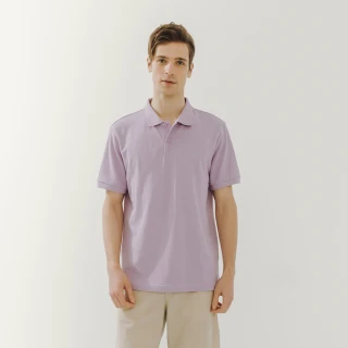【Hang Ten】男裝-基本款舒適腳丫繡花POLO衫(紫)