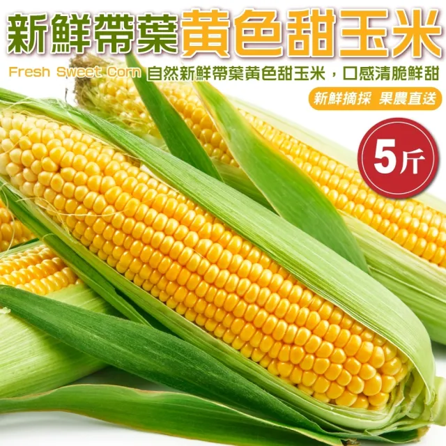 【WANG 蔬果】新鮮帶葉黃色甜玉米5斤x1箱(農民直配)