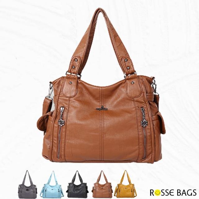 【Rosse Bags】歐美簡約時尚大容量手提包(現+預  黑色 / 棕色  / 灰色 / 黃色 / 淺藍色)