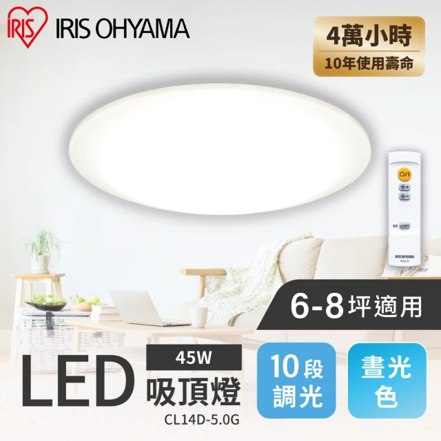 【IRIS】LED圓盤可調光吸頂燈 5.0系列  CL14D(6-8坪適用 45W 10段調光 遙控開關)