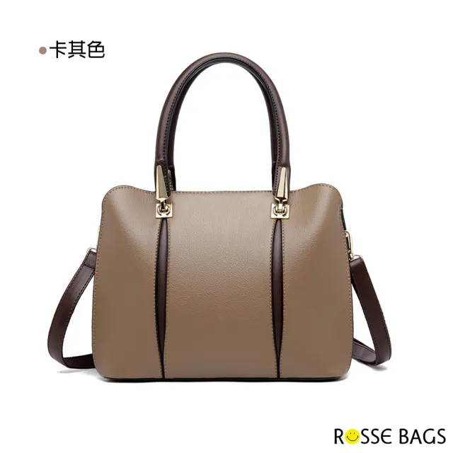 【Rosse Bags】時尚通勤大容量手提肩背包(現+預  卡其色 / 紅色 / 藍色 / 黑色)