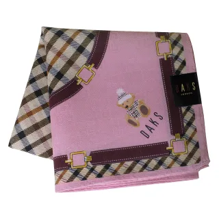 【DAKS】經典Logo格紋小熊鏈條帕領巾(粉色)