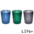 【Life+】北歐現代輕奢立體條紋透明圓形無蓋垃圾桶12L_3入組