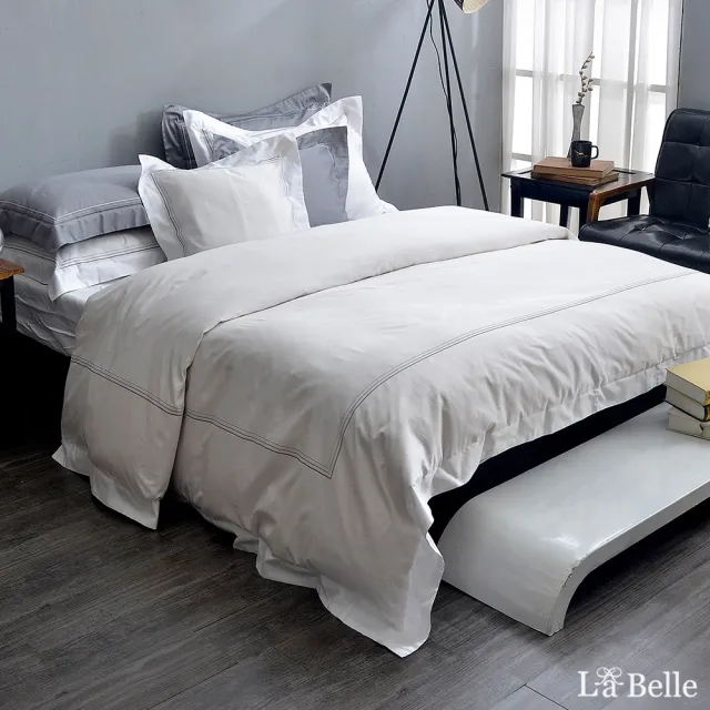 【La Belle】《典雅品味》雙人長絨細棉刺繡四件式被套床包組(共四色可選)