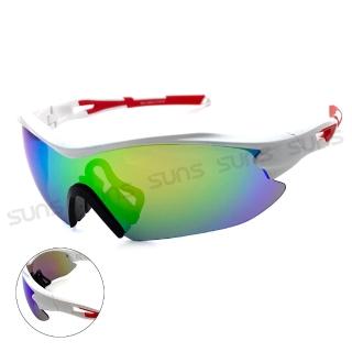 【SUNS】頂規運動太陽眼鏡 酷炫白 防滑/防爆/透氣 S203 抗UV400(採用PC防爆鏡片/安全防護/防撞擊)