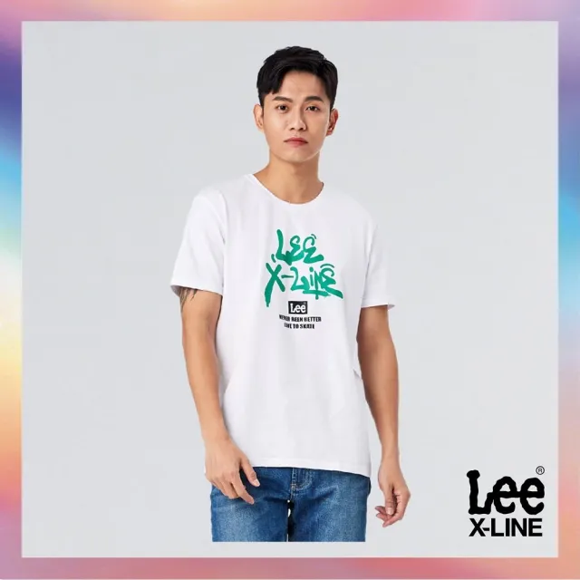 【Lee 官方旗艦】男裝 短袖T恤 / 系列草寫大LOGO 經典白 標準版型 / X-LINE 系列(LL220009K14)