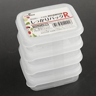 【寶盒百貨】方型保鮮盒 100ml*4便當盒 廚房收納(冰箱冷藏 微波爐 餐廚 保鮮 食物食材K202)