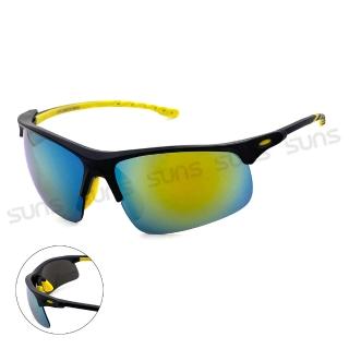 【SUNS】輕量運動太陽眼鏡 亮眼黃 防滑/防爆頂規墨鏡 S199 抗UV400(採用PC防爆鏡片/安全防護/防撞擊)