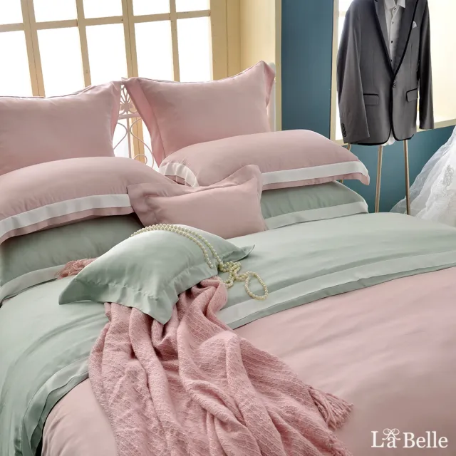 【La Belle】《法式晶典》特大天絲拼接蕾絲防蹣抗菌吸濕排汗兩用被床包組(多款任選)