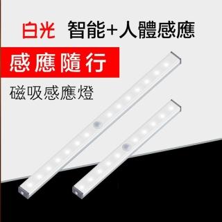 【寶盒百貨】白光人體LED感應衣櫃燈 可調光20cm14珠 USB充電(小夜燈 走廊燈 櫥櫃燈 臥室床頭燈條)