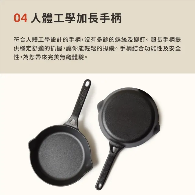 【MEYER 美亞】鑄鐵鍋 平底鍋 平底鍋22公分 (IH/電磁爐/烤箱適用)