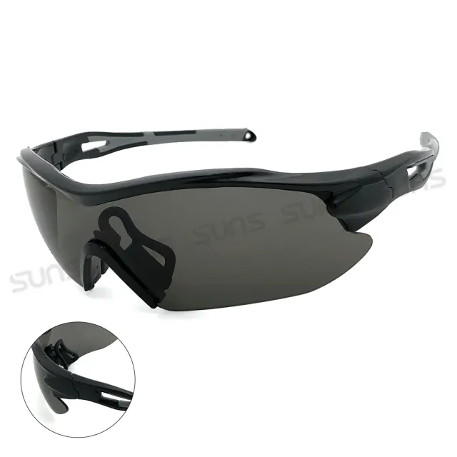 【SUNS】頂規運動太陽眼鏡 經典黑 防滑/防爆/透氣 S203 抗UV400(採用PC防爆鏡片/安全防護/防撞擊)