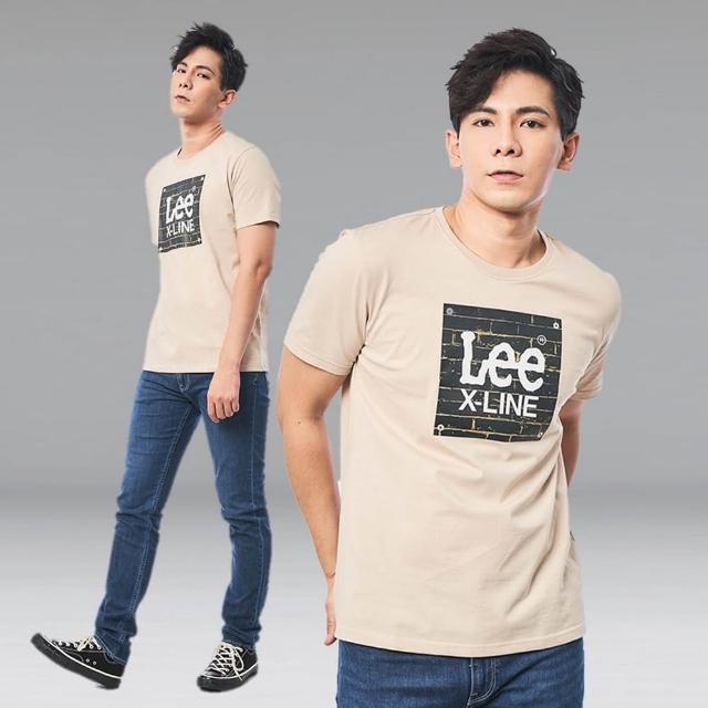 【Lee 官方旗艦】男裝 短袖T恤 / 系列磚牆LOGO 奶茶棕 標準版型 / X-LINE 系列(LL22001097W)