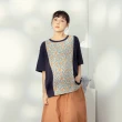 【MOSS CLUB】印花剪接-女五分袖上衣 印花 藍 綠 黃(三色/魅力商品/版型適中)