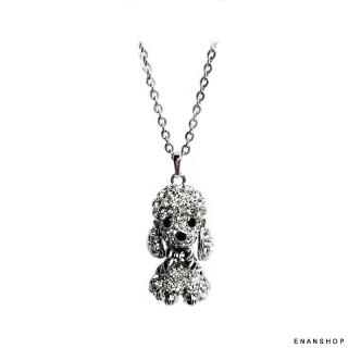【ENANSHOP 惡南宅急店】水鑽貴賓狗項鍊 鈦鋼材質 不生鏽 不褪色 抗過敏 韓國氣質 狗狗項鍊-002