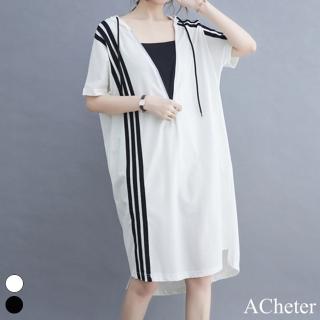 【ACheter】聖保羅連帽寬鬆大碼休閒假2件洋裝#112082現貨+預購(2色)