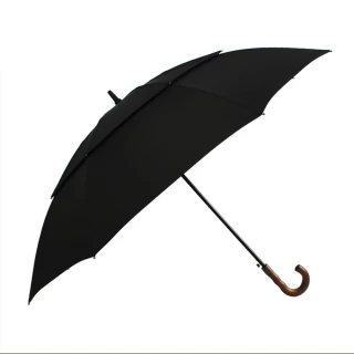 【PARACHASE】實木彎柄長傘 質感雨傘(雙層傘面/兩色任選)