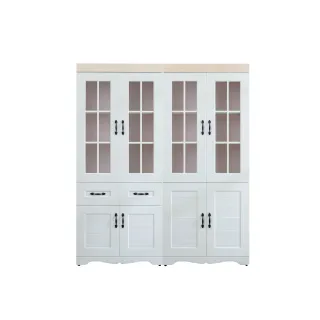 【南亞塑鋼】鄉村歐風5.3尺格子窗線板造型書櫃/展示櫃/收納置物櫃組合(白橡色+白色)