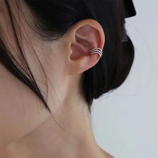 【Oni 歐妮】冷淡風三層金屬 耳垂耳骨夾式耳環無耳洞耳扣(1個入)