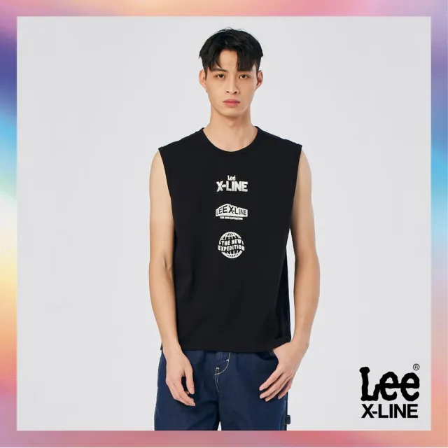 【Lee】男裝 休閒背心 / 全新旅程 無袖背心 塗鴉黑 標準版型 / X-LINE 系列(LL220024K11)