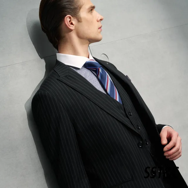【SST&C 最後65折】黑色條紋修身西裝外套0112203001