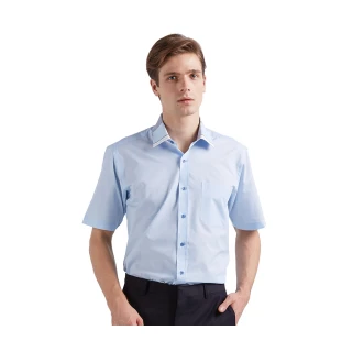 【ROBERTA 諾貝達】男裝 台灣製 穿著舒適休閒短袖襯衫(藍)