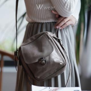 【W.wear】復古壓扣真皮包(真皮包包 手機包/斜背包)