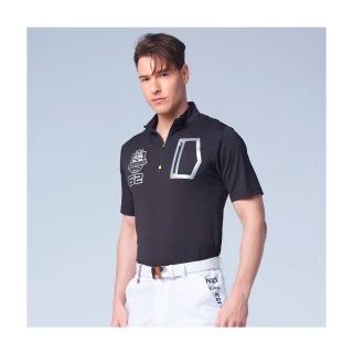 【Jack Nicklaus 金熊】GOLF男款胸前印花高爾夫球衫/POLO衫(黑色)