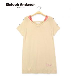 【Kinloch Anderson】V領短袖針織上衣 金安德森女裝(米卡其)