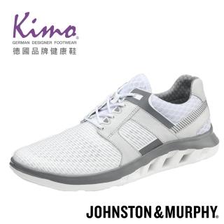 【Kimo】J&M 軟牛皮輕量彈力休閒鞋 男鞋(米白 25-3778)